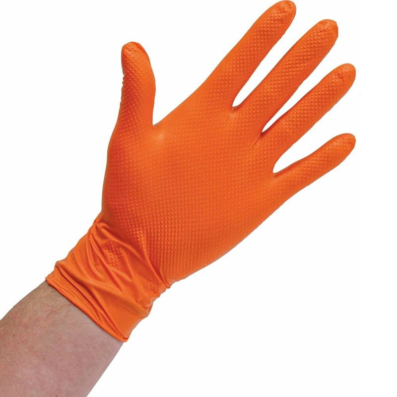 Gants jetables nitrile orange robuste
