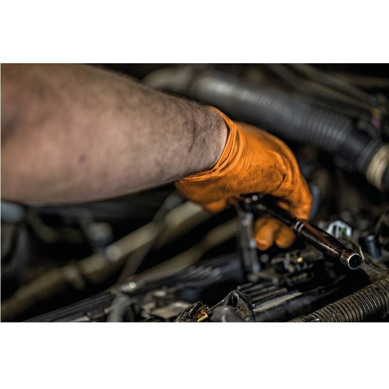 Gants jetables nitrile orange robuste