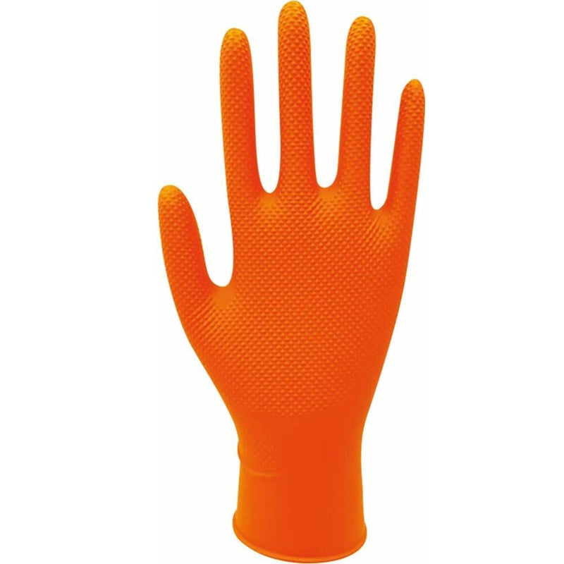 Gants jetables nitrile orange robuste