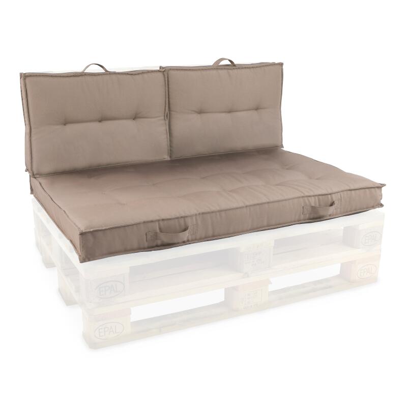 Coussins extérieurs pour palette matelassé (dossier + assise, plusieurs coloris)