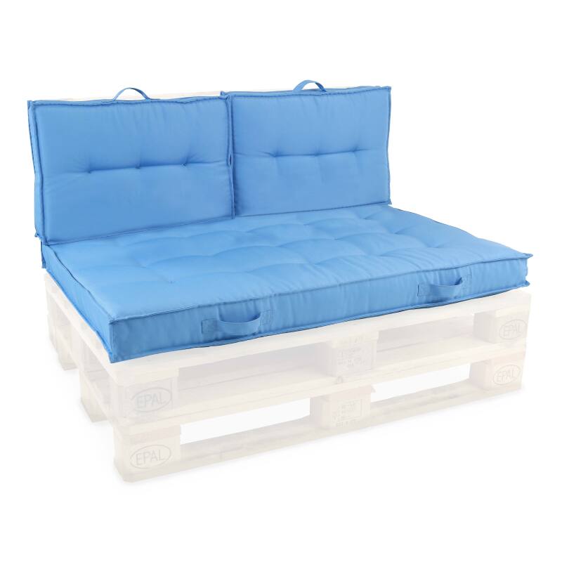 Coussins extérieurs pour palette matelassé (dossier + assise, plusieurs coloris)