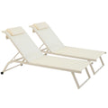 Bains de soleil aluminium et textilène inclinables 4 positions avec roues - Lot de 2 (plusieurs coloris)