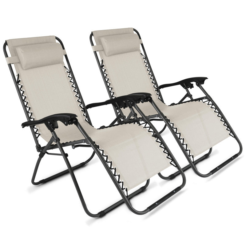 Fauteuils relax de jardin en métal et textilène inclinables (plusieurs coloris)