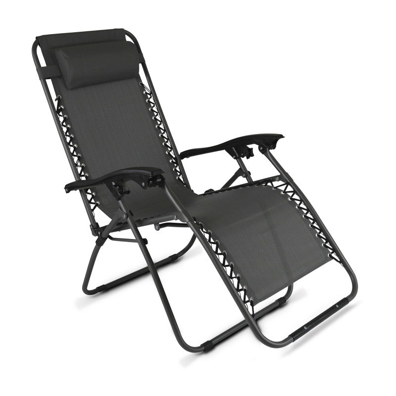 Fauteuils relax de jardin en métal et textilène inclinables (plusieurs coloris)