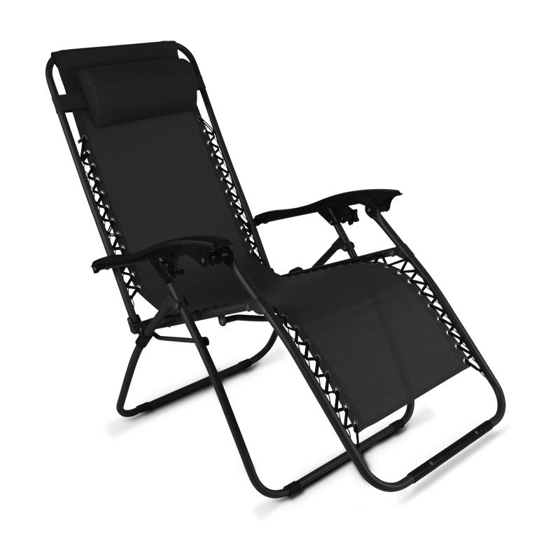 Fauteuils relax de jardin en métal et textilène inclinables (plusieurs coloris)