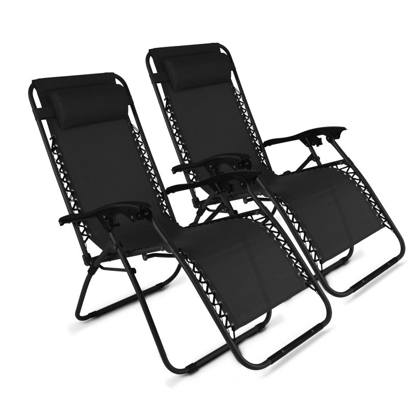 Fauteuils relax de jardin en métal et textilène inclinables (plusieurs coloris)