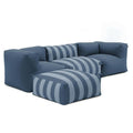 Salon de jardin modulable rayé 4 places avec 1 chauffeuse, 2 fauteuils d'angle et 1 pouf (Plusieurs coloris)