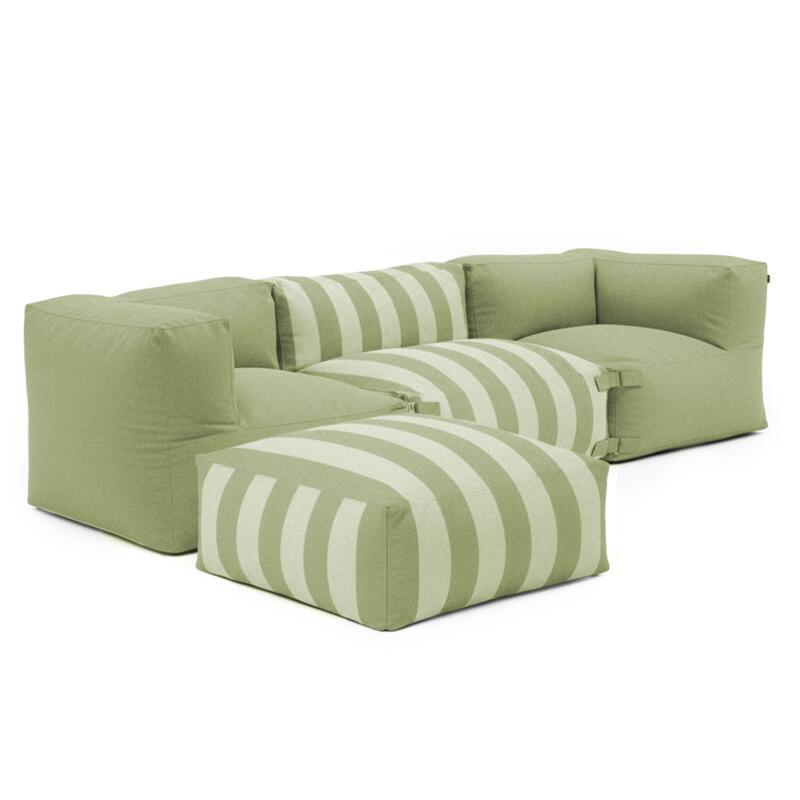Salon de jardin modulable rayé 4 places avec 1 chauffeuse, 2 fauteuils d'angle et 1 pouf (Plusieurs coloris)