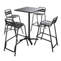 Table haute de jardin bistrot carrée en aluminium 60x60 cm et 4 chaises hautes