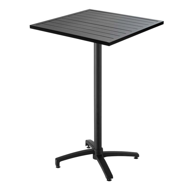 Table haute de jardin bistrot carrée en aluminium 60x60 cm et 4 chaises hautes