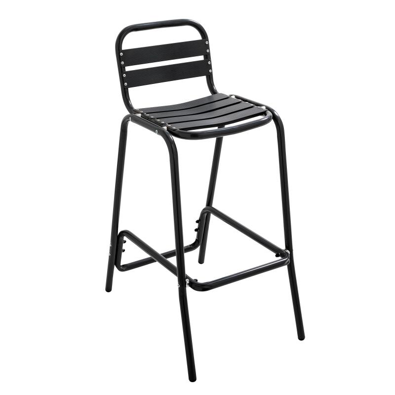 Table haute de jardin bistrot carrée en aluminium 60x60 cm et 4 chaises hautes